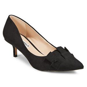 NWOT Karl Lagerfeld Larissa Ruffle Kitten Heel Point Toe Pumps in Black
